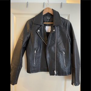 Black leather biker jacket - top shop wines size 8